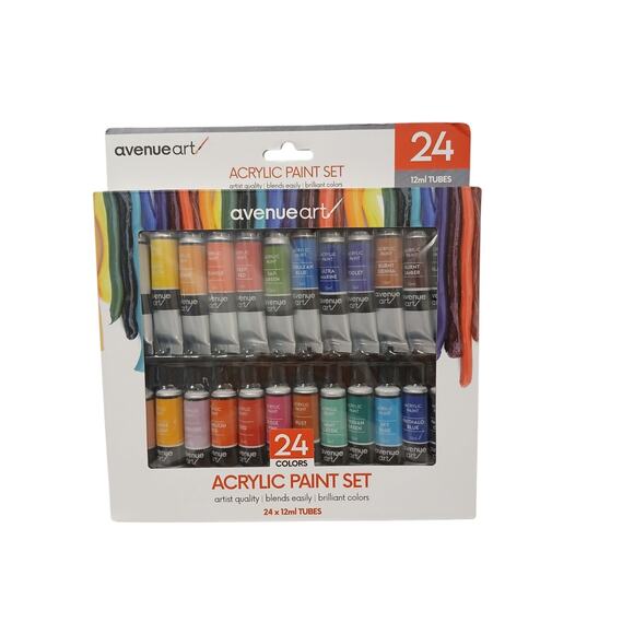 Artist Quality Acrylic Paint Set 24 Tubes Blends Easily Brilliant Colors Pro - Picture 11 of 16